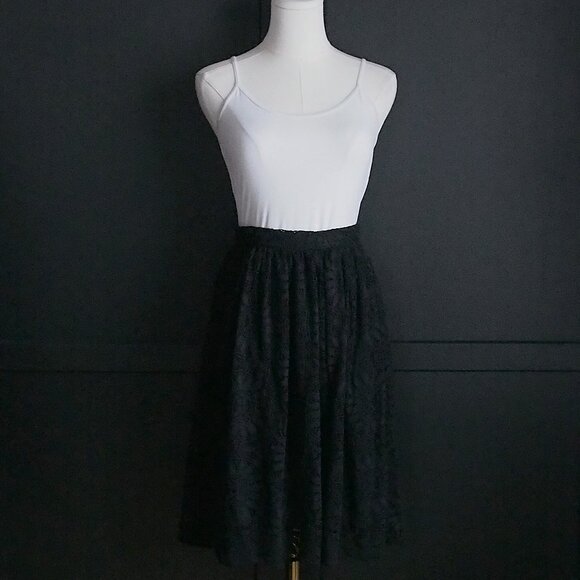 Xhilaration | Beautiful Black Lace Skirt w Scalloped Hem - Picture 3 of 7